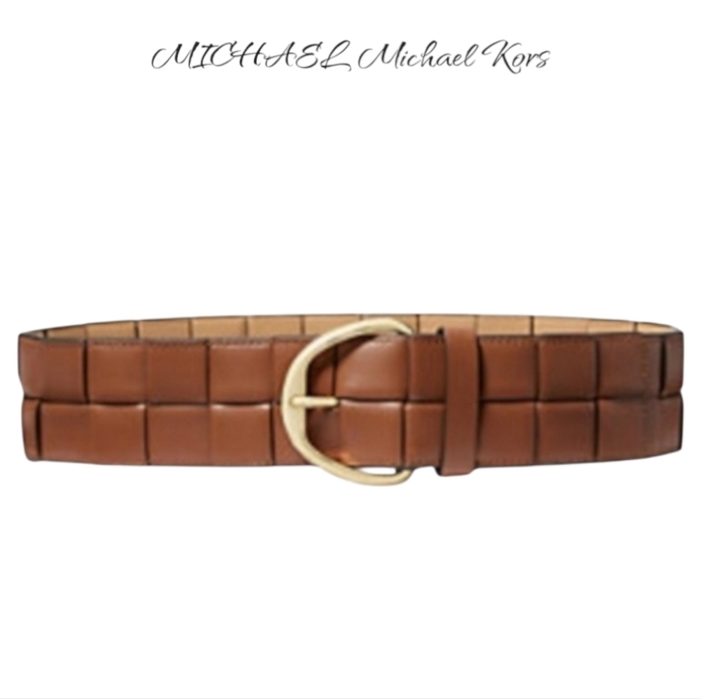 Micheal Kors Brown Woven Leather Wide Belt Sz S/M